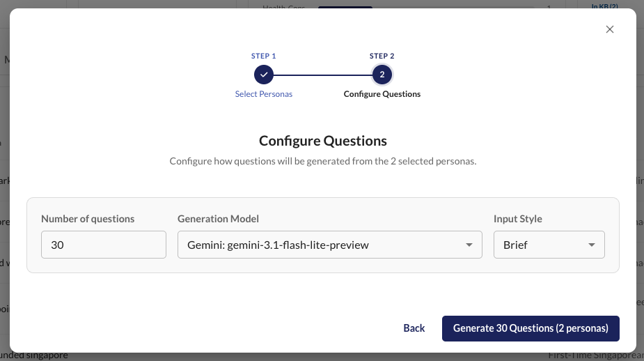Configure questions